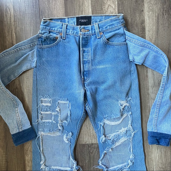 After Party x Nasty Gal Denim Distressed Jeans - Picture 3 of 4